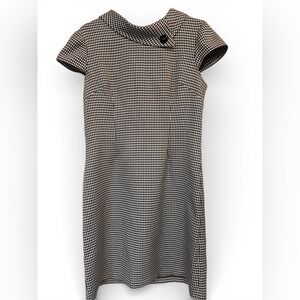 Chocolate Brown and White Houndstooth Dress Size 14
